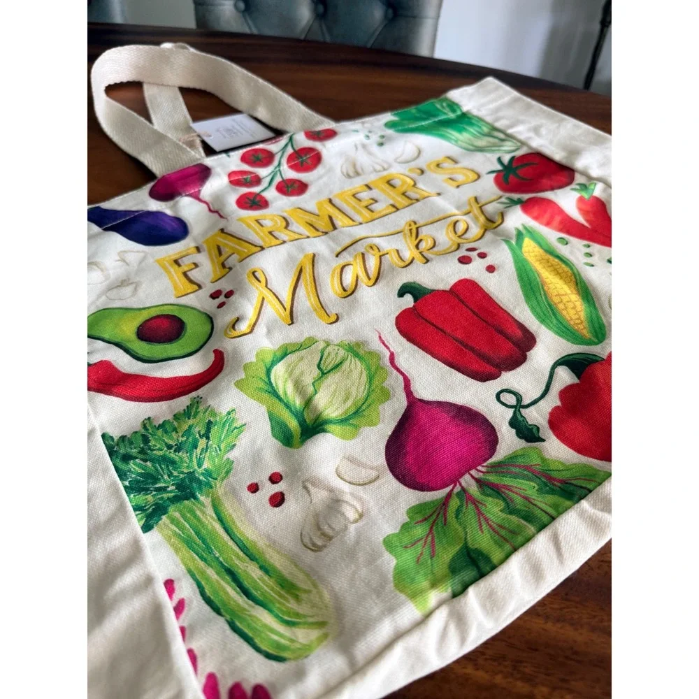 Farmers Market Canvas Tote Bag Vegetable Print The Farmhouse Rachel Ashwell NWT